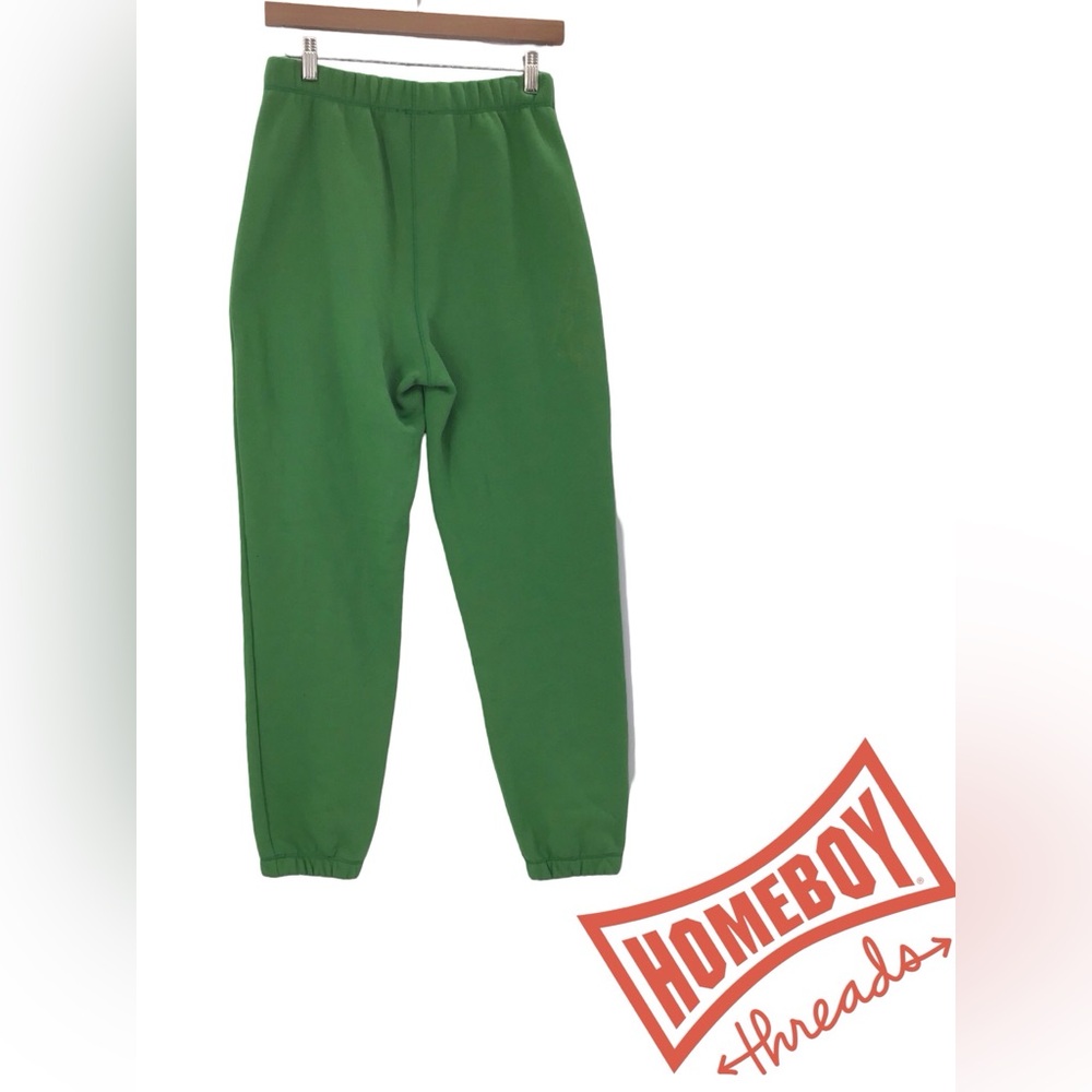 Reformation Green Joggers Elastic Waistband Tapered Legs